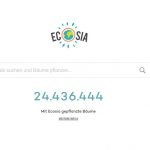 Der Startbildschirm von Ecosia mit dem Baumzähler