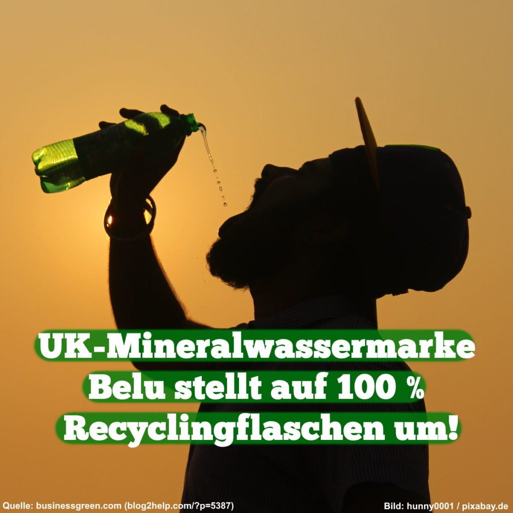 UK-Mineralwassermarke Belu stellt auf 100 % Recyclingflaschen um