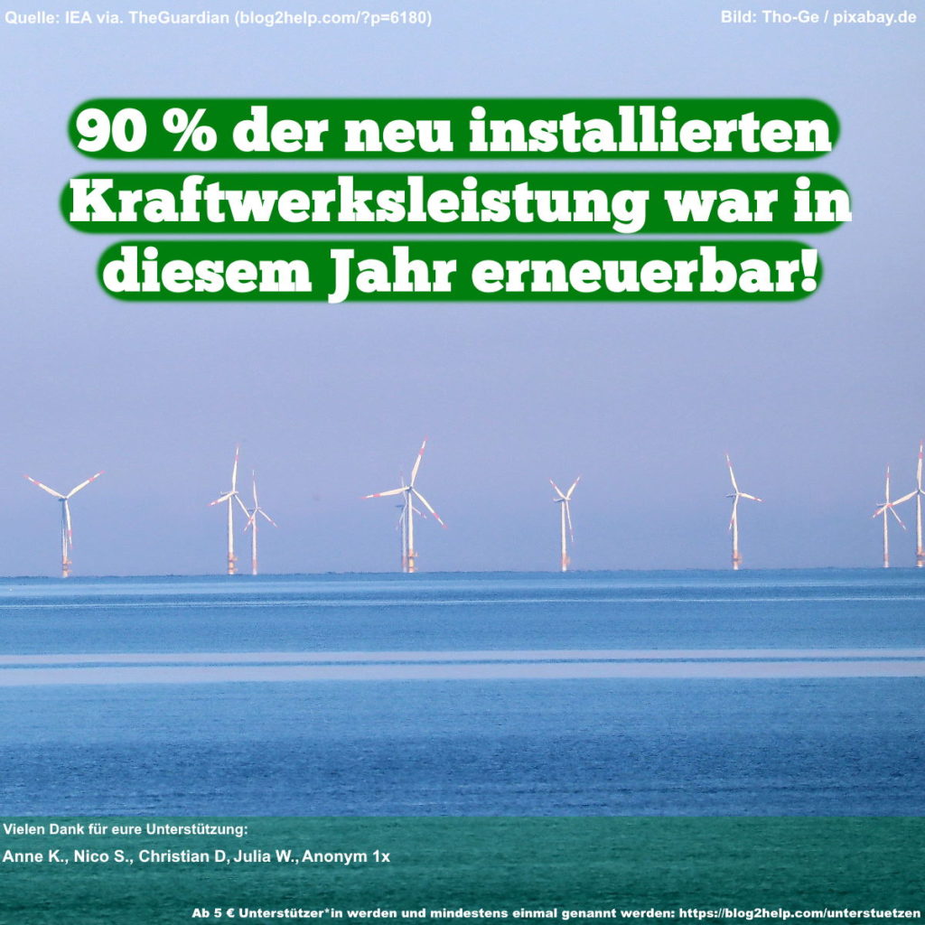 Meme: 90 % der neu installierten Kraftwerksleistung war in diesem Jahr erneuerbar!