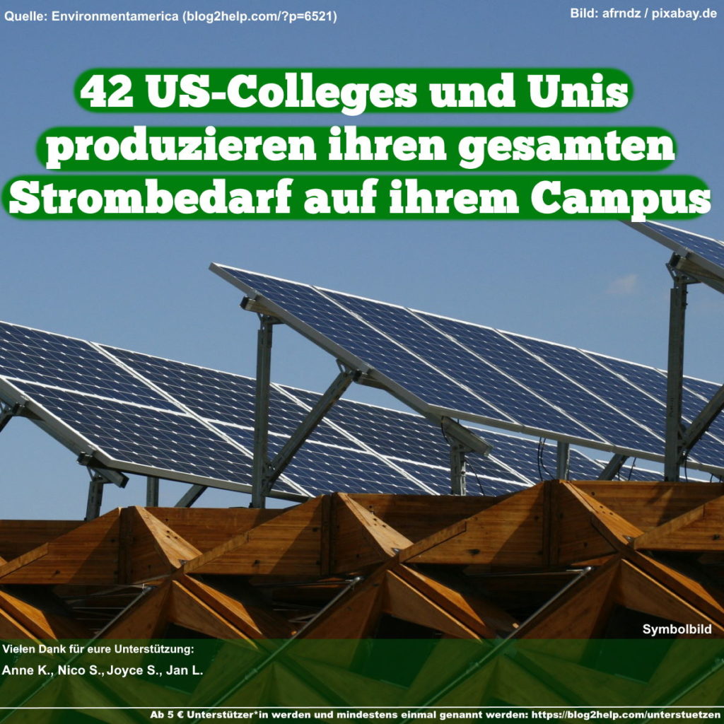 Meme: 42 US-Colleges und Unis produzieren ihren gesamten Strombedarf auf ihrem Campus