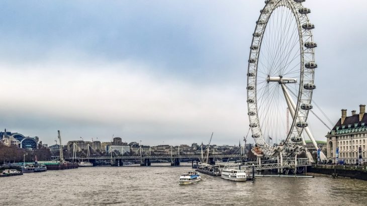 Themse London mit Riesenrad im Hintergrund