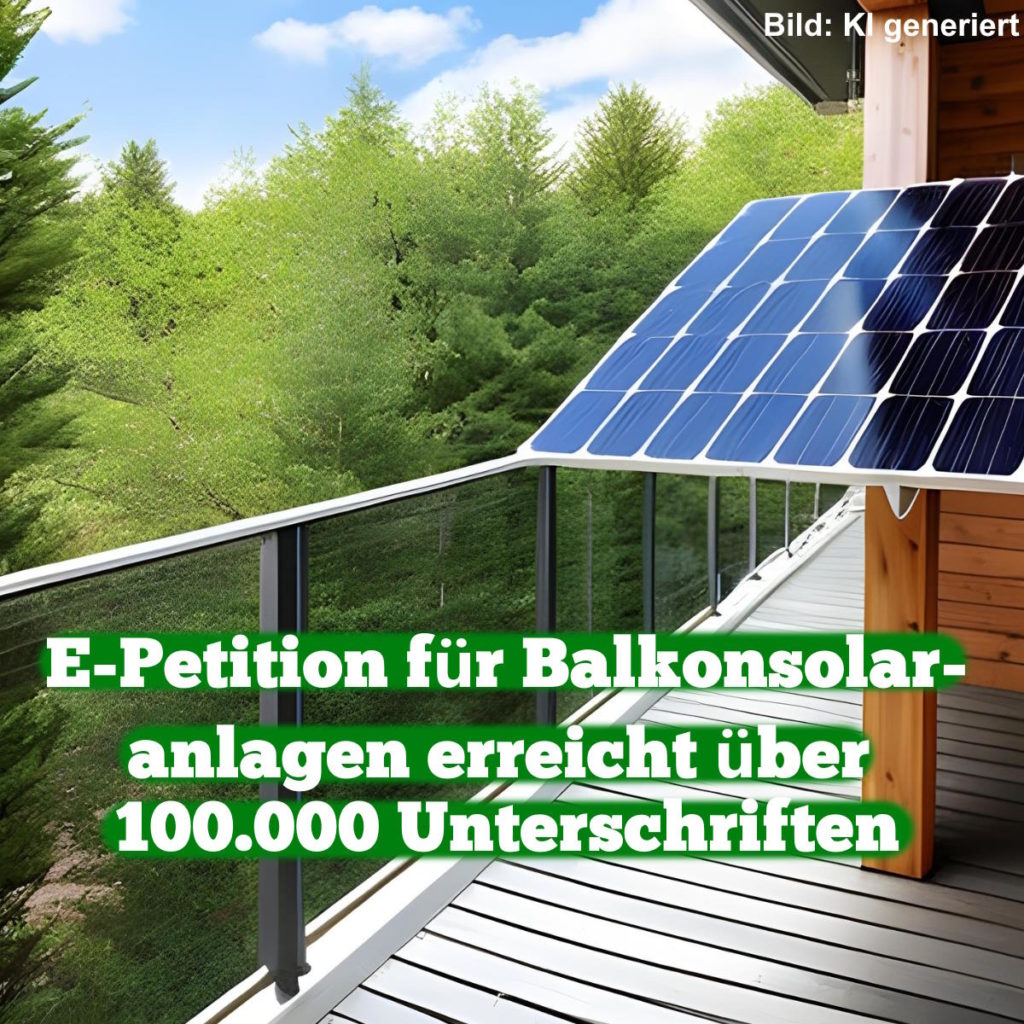 E-Petition für Balkonsolaranlagen erreicht über 100.000 Unterschriften